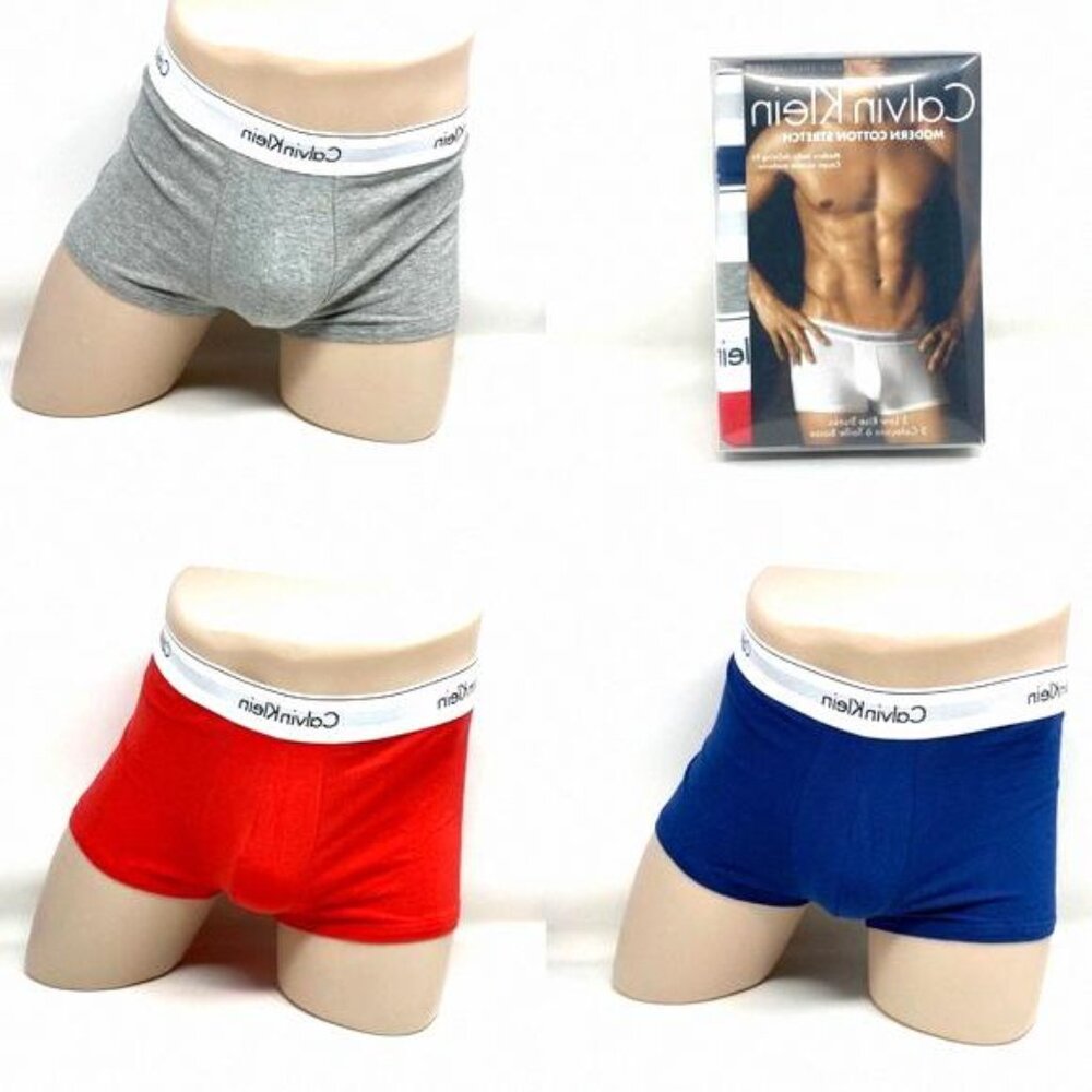 💖MEGA SALE💖Calvin Klein Men NB1085910 3 Pack Cotton Rise Gra Red Blue Trunks
